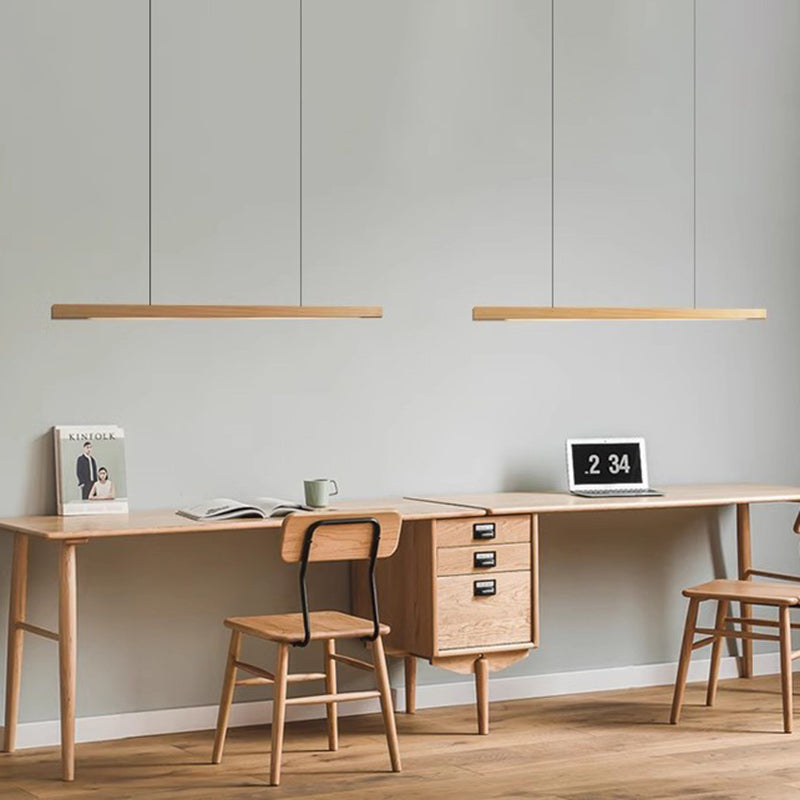 Lustre moderne minimaliste en bois à bandes acryliques LED pour salon 