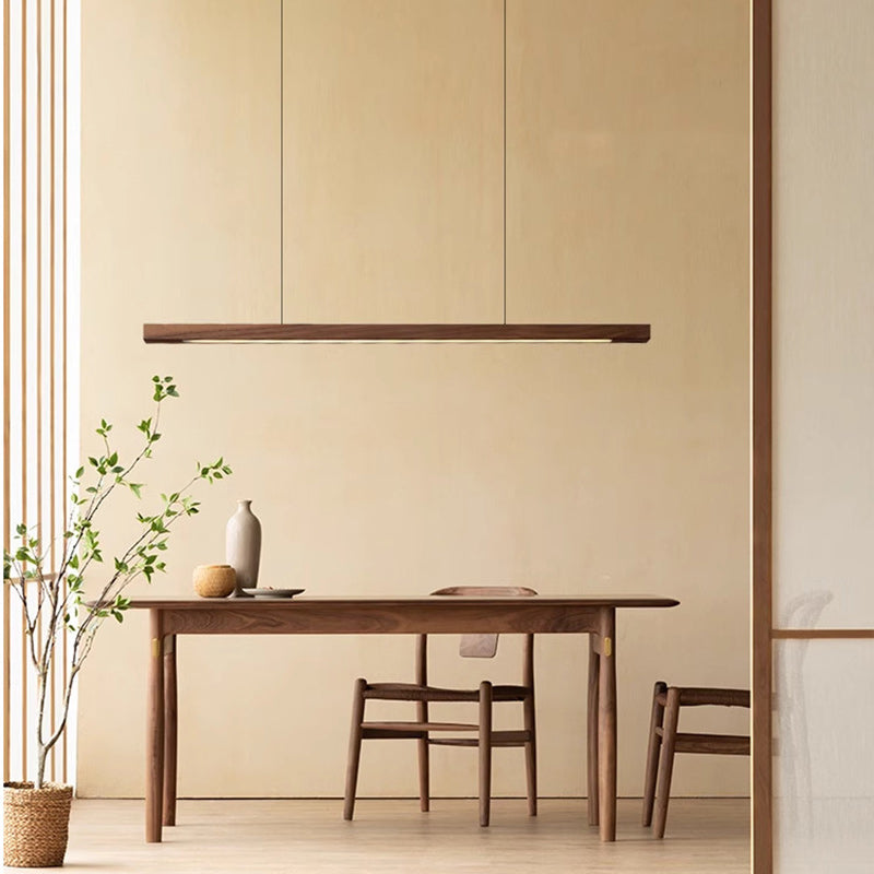 Lustre moderne minimaliste en bois à bandes acryliques LED pour salon 