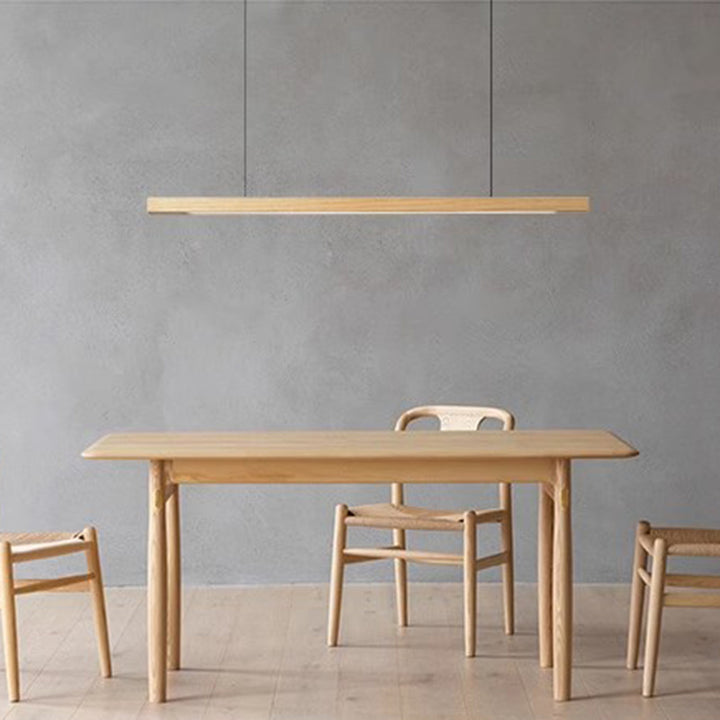 Lustre moderne minimaliste en bois à bandes acryliques LED pour salon 