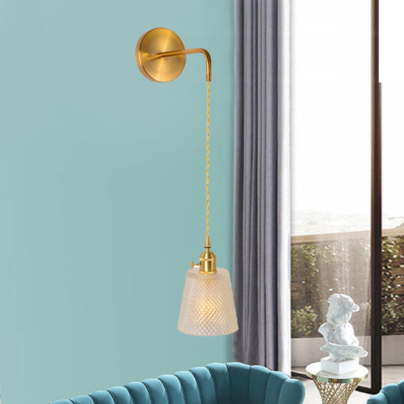 Lámpara de Aplique de Pared de 1 Luz de Vidrio de Cobre Nórdico Contemporáneo para Sala de Estar 