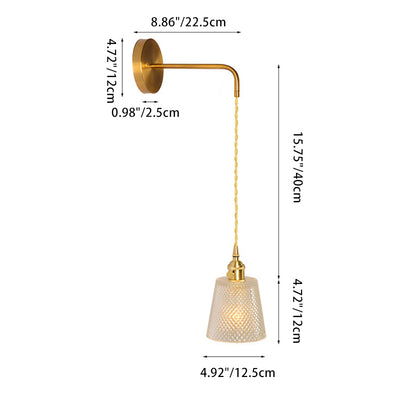 Lámpara de Aplique de Pared de 1 Luz de Vidrio de Cobre Nórdico Contemporáneo para Sala de Estar 
