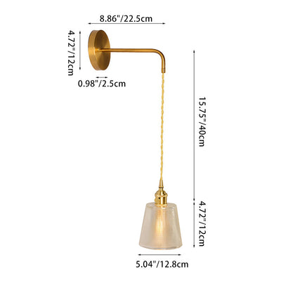Lámpara de Aplique de Pared de 1 Luz de Vidrio de Cobre Nórdico Contemporáneo para Sala de Estar 
