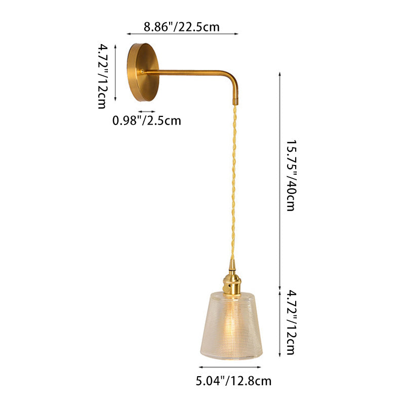 Lámpara de Aplique de Pared de 1 Luz de Vidrio de Cobre Nórdico Contemporáneo para Sala de Estar 