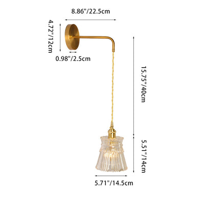 Lámpara de Aplique de Pared de 1 Luz de Vidrio de Cobre Nórdico Contemporáneo para Sala de Estar 