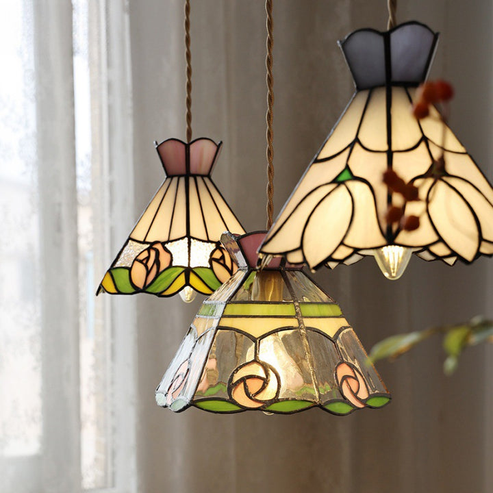 Dôme Tiffany traditionnel en verre cuivré 1-lumière suspension pour salon 
