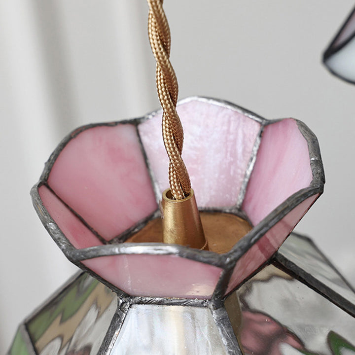 Traditional Tiffany Dome Copper Glass 1-Light Pendant Light For Living Room