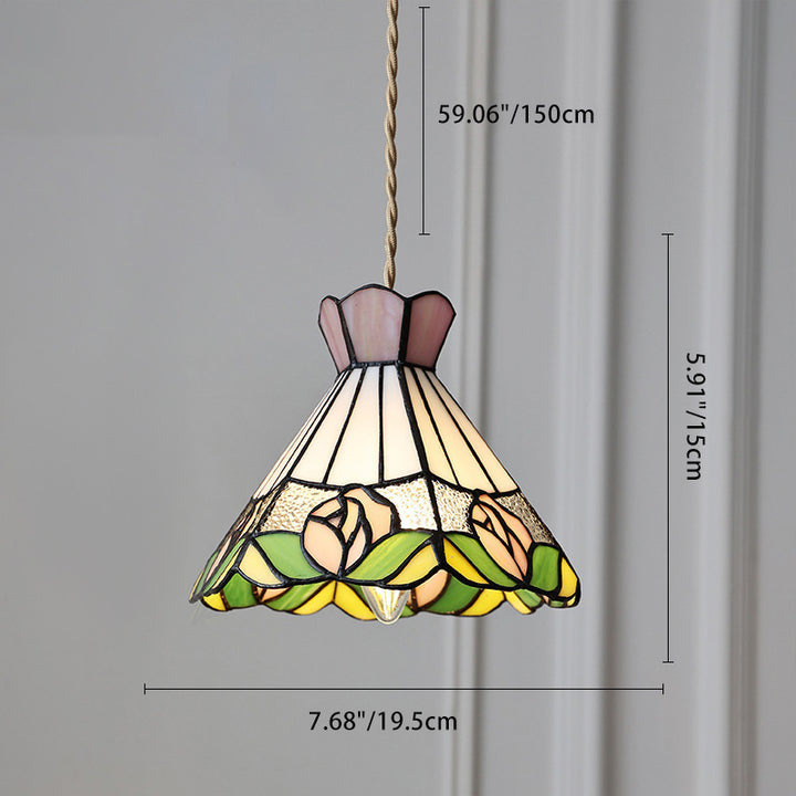Dôme Tiffany traditionnel en verre cuivré 1-lumière suspension pour salon 