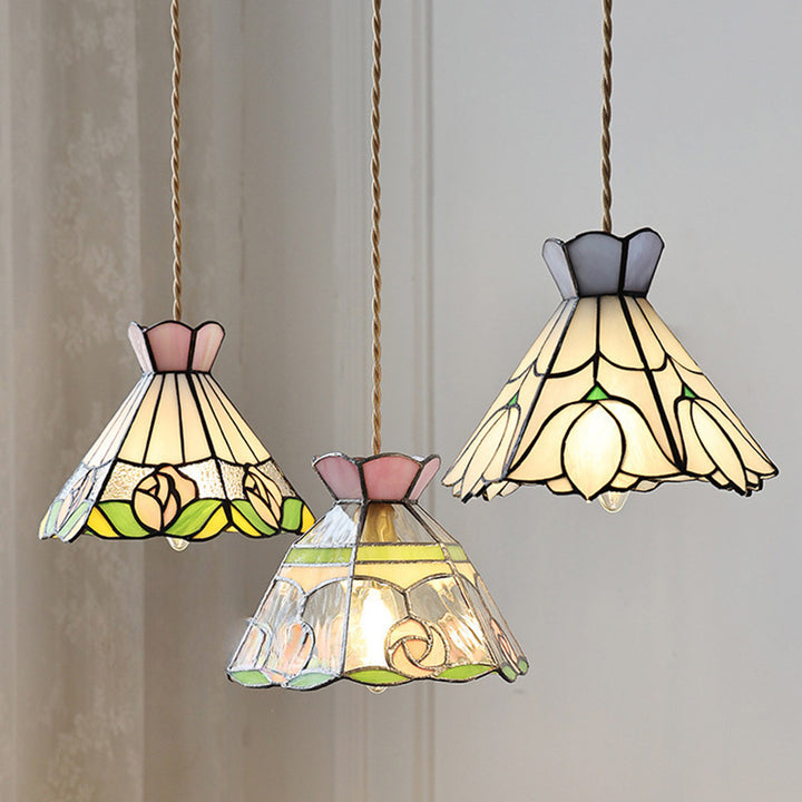 Dôme Tiffany traditionnel en verre cuivré 1-lumière suspension pour salon 