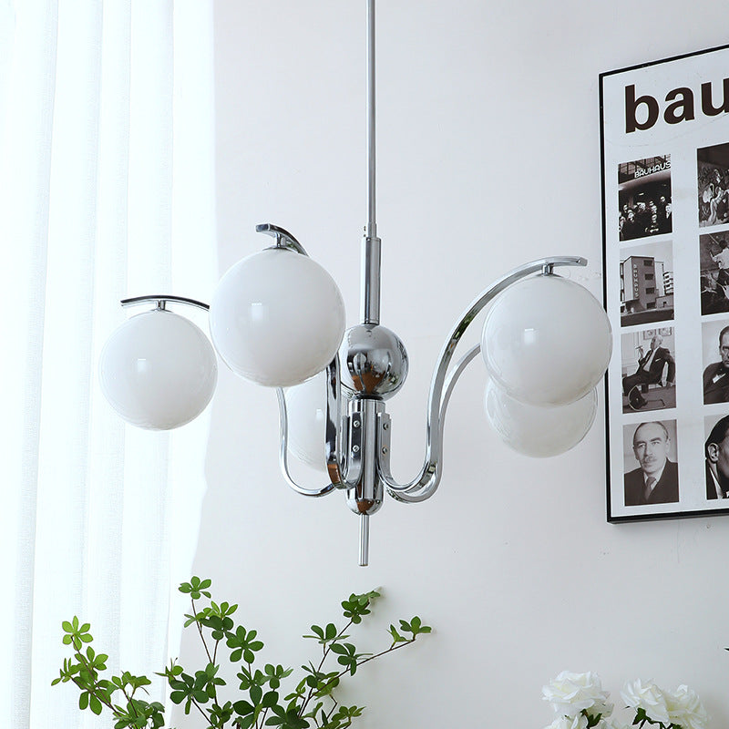 Moderna Minimalista Óvalo Hierro Vidrio Candelabro de 3/5 Luces para Sala de Estar 