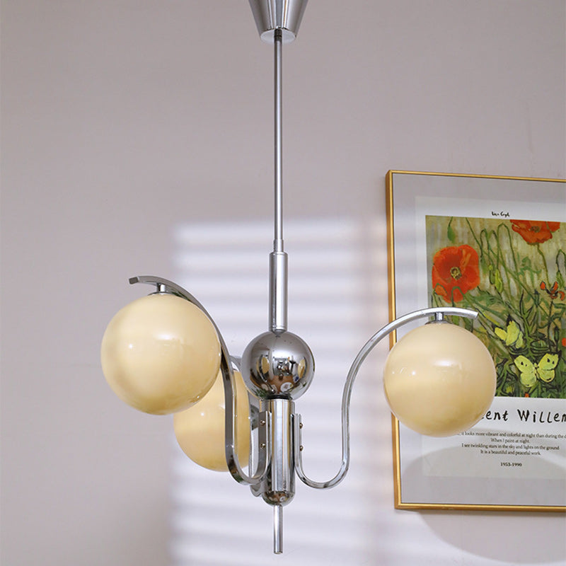 Moderna Minimalista Óvalo Hierro Vidrio Candelabro de 3/5 Luces para Sala de Estar 