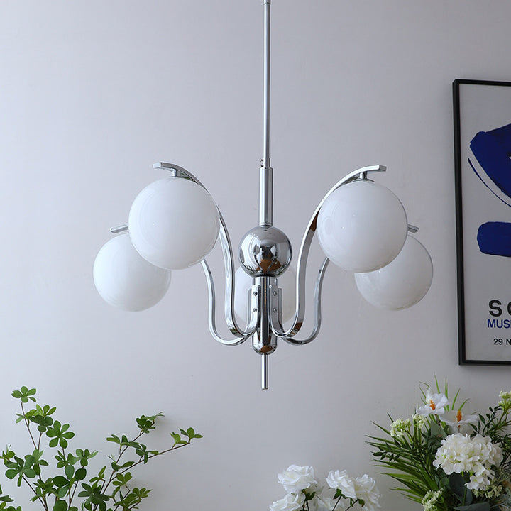 Moderna Minimalista Óvalo Hierro Vidrio Candelabro de 3/5 Luces para Sala de Estar 