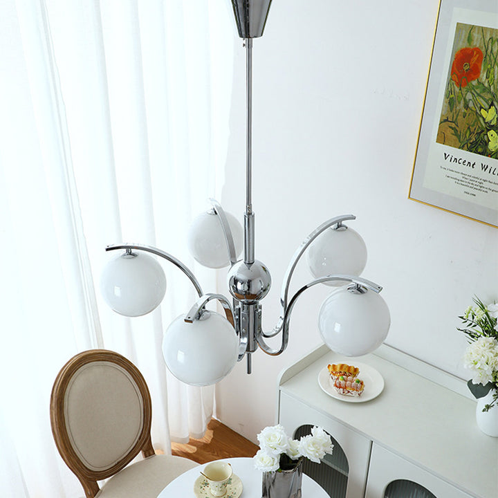 Moderna Minimalista Óvalo Hierro Vidrio Candelabro de 3/5 Luces para Sala de Estar 