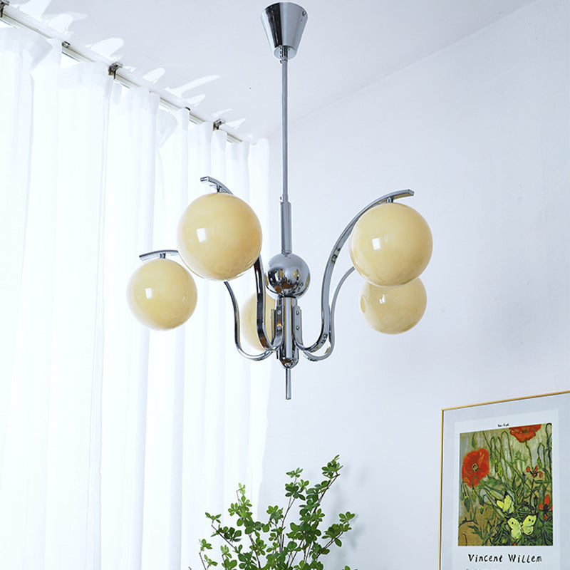 Moderna Minimalista Óvalo Hierro Vidrio Candelabro de 3/5 Luces para Sala de Estar 