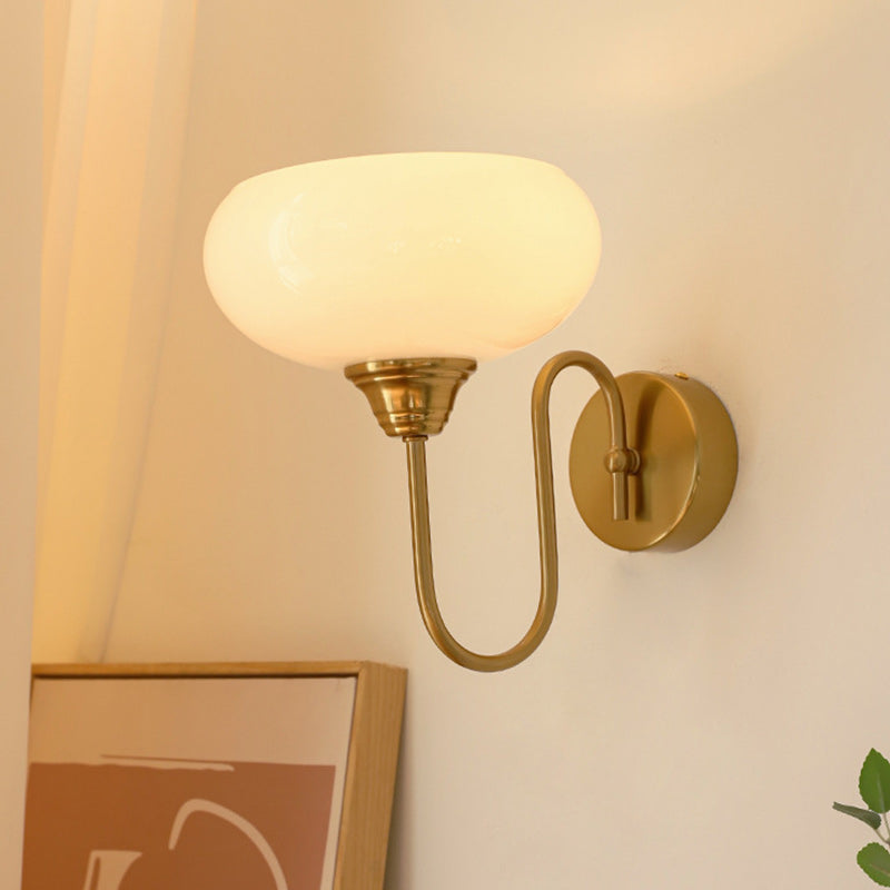 Applique murale traditionnelle vintage ovale en cuivre avec verre à 1 lumière pour salon 