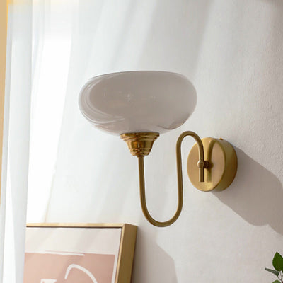 Traditional Vintage Oval Copper Glass 1-Light Wall Sconce Lamp For Living Room