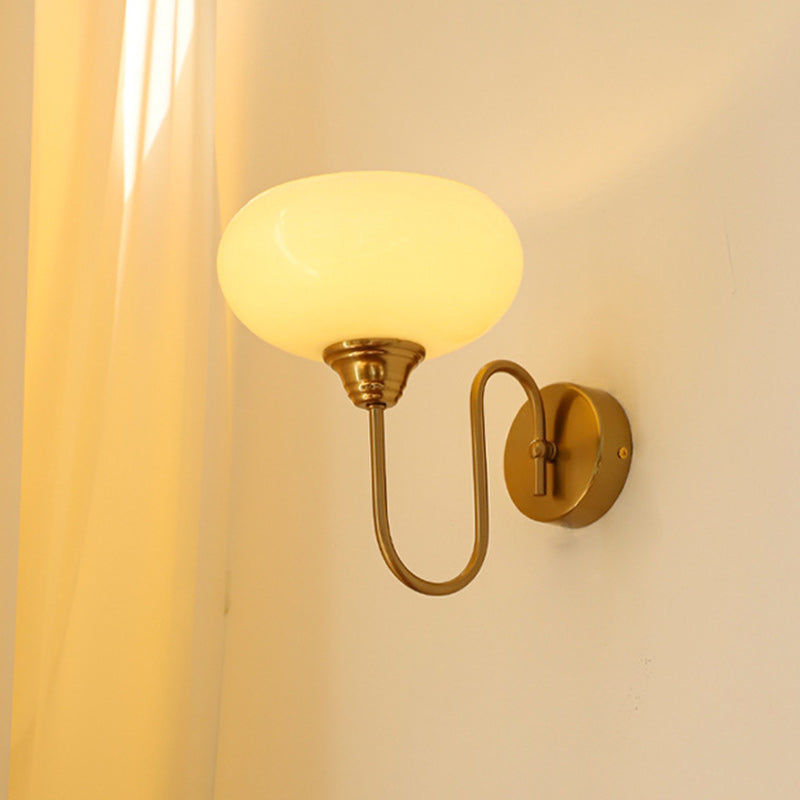 Traditional Vintage Oval Copper Glass 1-Light Wall Sconce Lamp For Living Room