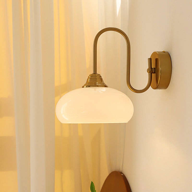 Traditional Vintage Oval Copper Glass 1-Light Wall Sconce Lamp For Living Room