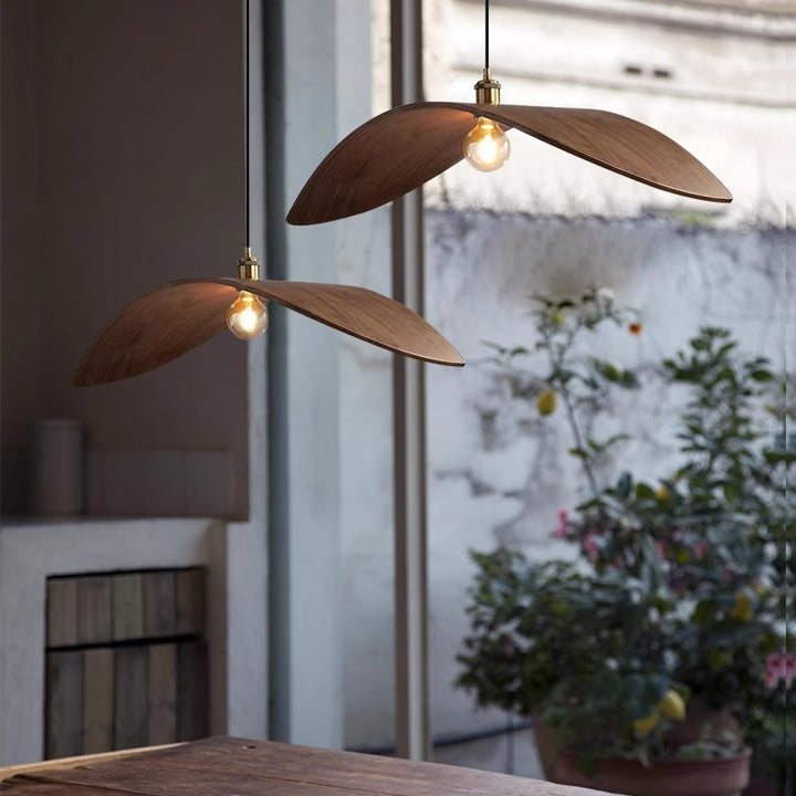 Traditional Japanese Oval Iron Wood 1-Light Pendant Light For Dining Room