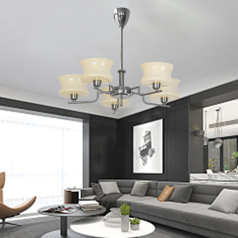 Traditional French Round Iron Glass 3/5-Light Chandelier for Living Room
