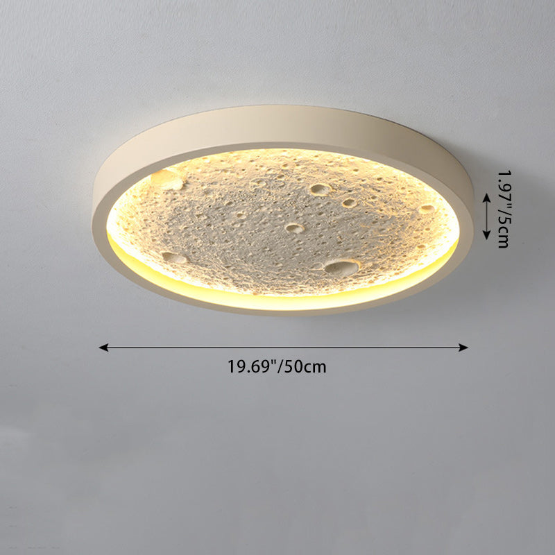 Plafonnier LED rond contemporain en fer et résine pour salon 