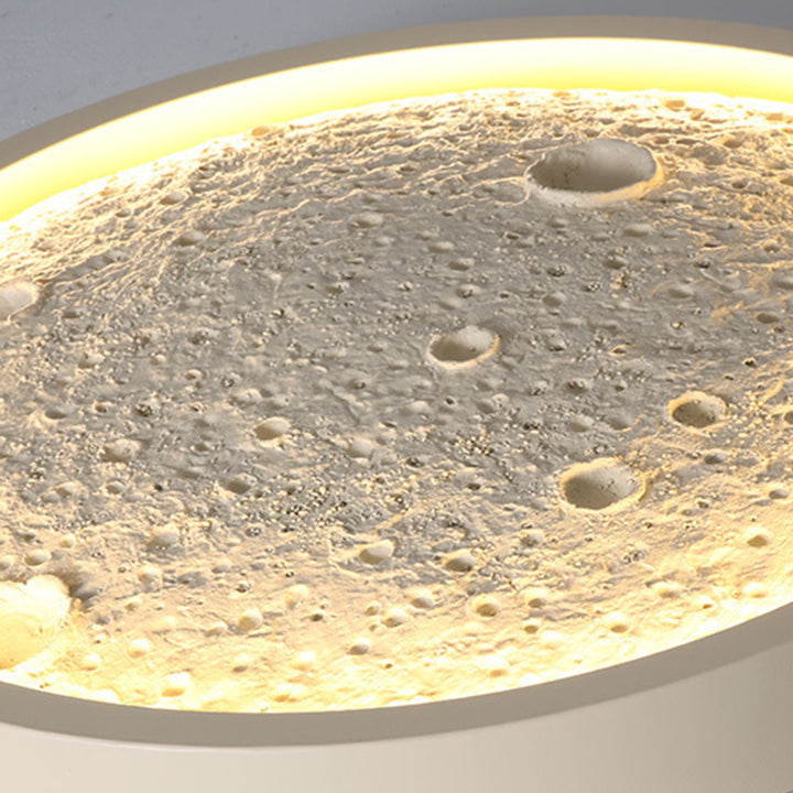 Plafonnier LED rond contemporain en fer et résine pour salon 