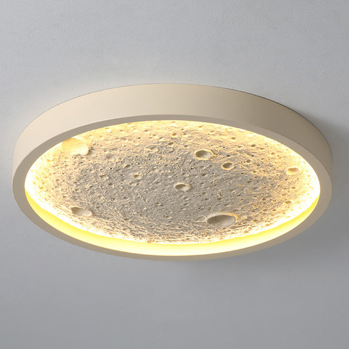 Plafonnier LED rond contemporain en fer et résine pour salon 