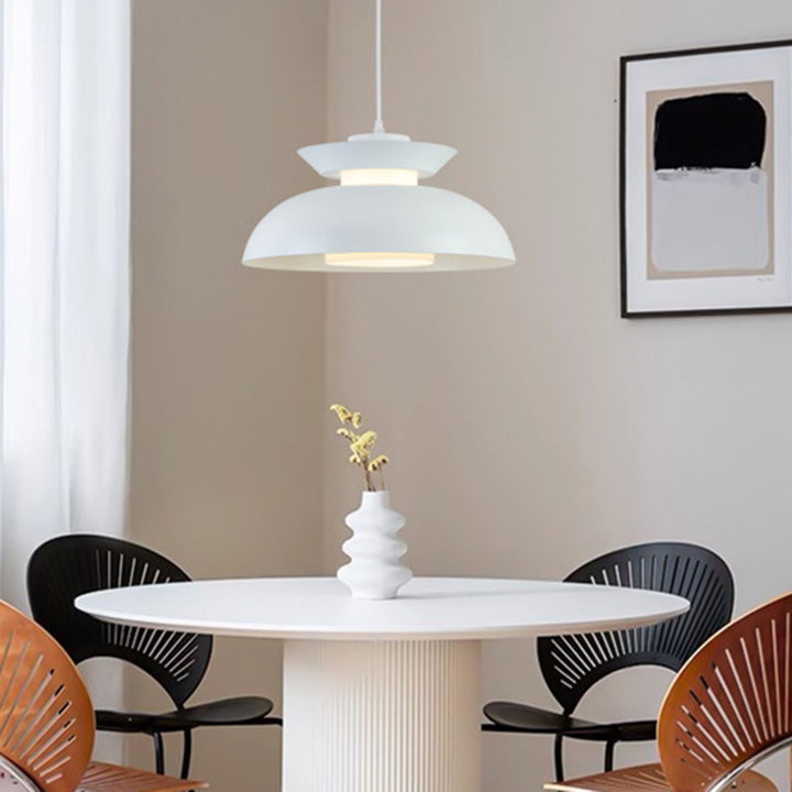 Contemporary Scandinavian Dome Aluminum Acrylic 1-Light Pendant Light For Living Room