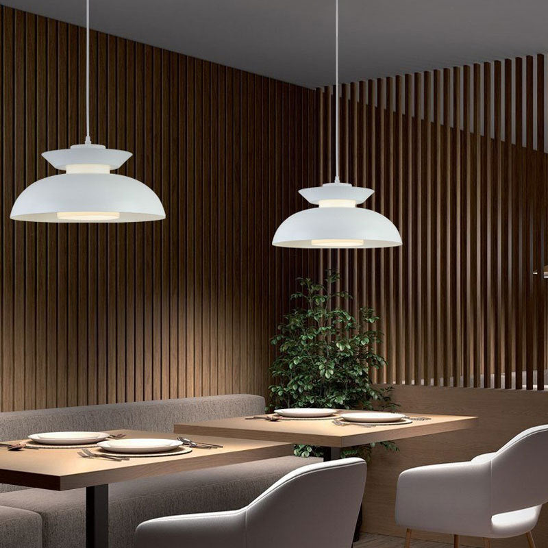Contemporary Scandinavian Dome Aluminum Acrylic 1-Light Pendant Light For Living Room