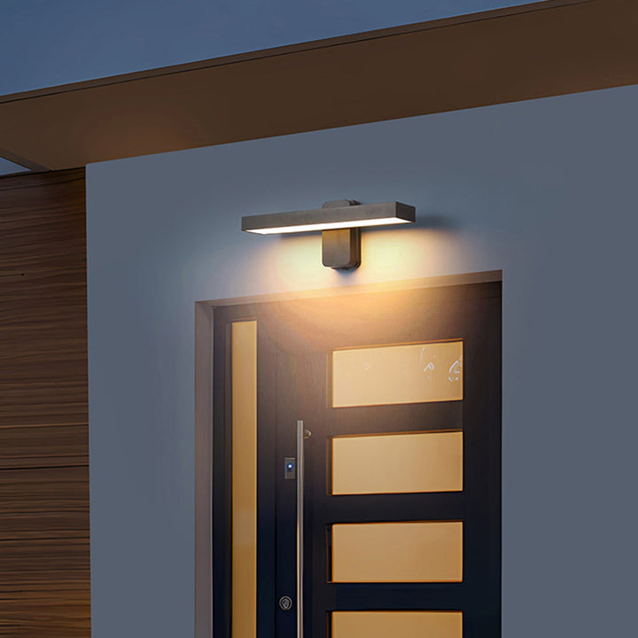 Moderne minimalistische rechteckige Aluminium-Glas-LED-Wandleuchte für den Garten 