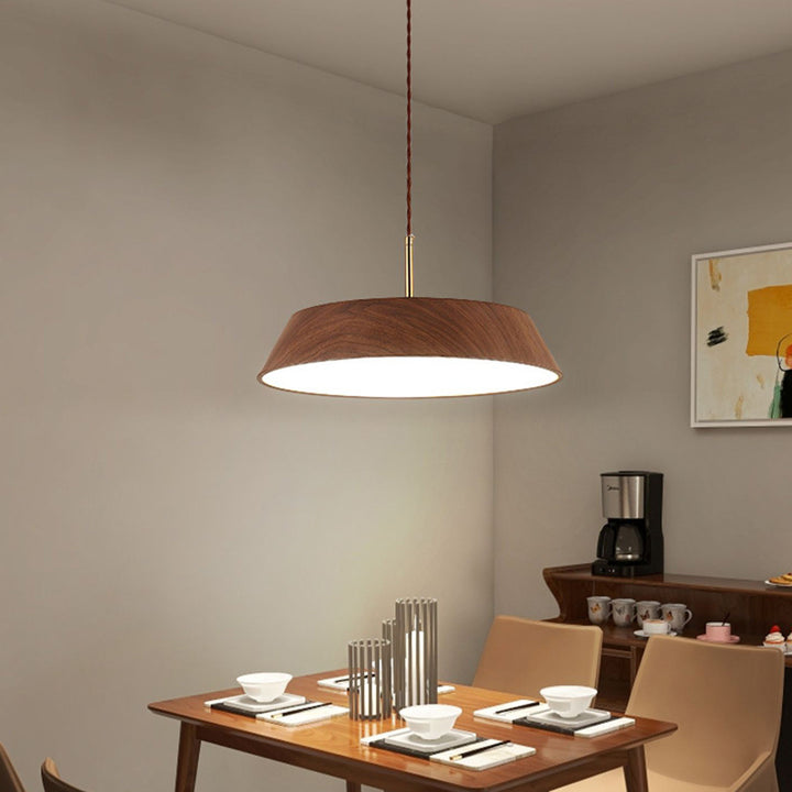 Traditional Japanese Round Iron Acrylic LED Pendant Light For Living Room