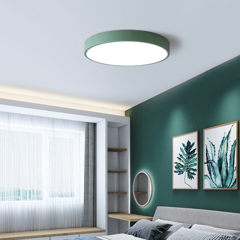 Contemporary Scandinavian Round Iron Acrylic LED Flush Mount Ceiling Light For Living Room