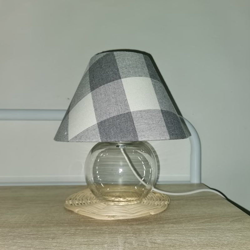 Lampe de table moderne minimaliste en verre en forme de dôme avec tissu 1 lumière pour salon 