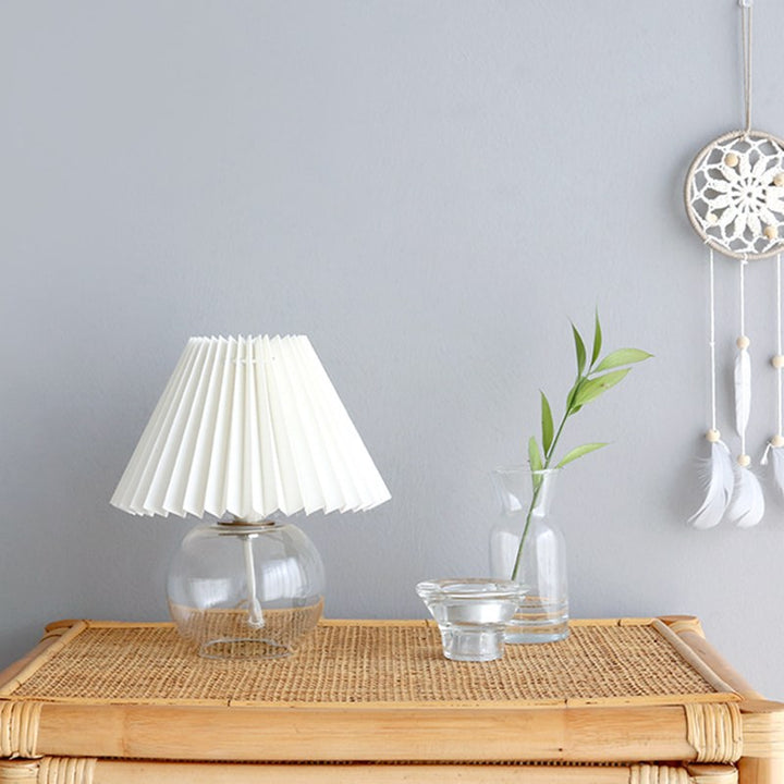 Lampe de table moderne minimaliste en verre en forme de dôme avec tissu 1 lumière pour salon 