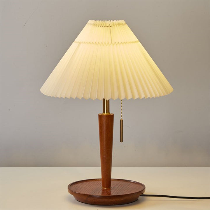 Lámpara de Mesa de 1 Luz de Tela de Madera de Domo Japonés Tradicional para Sala de Estar 