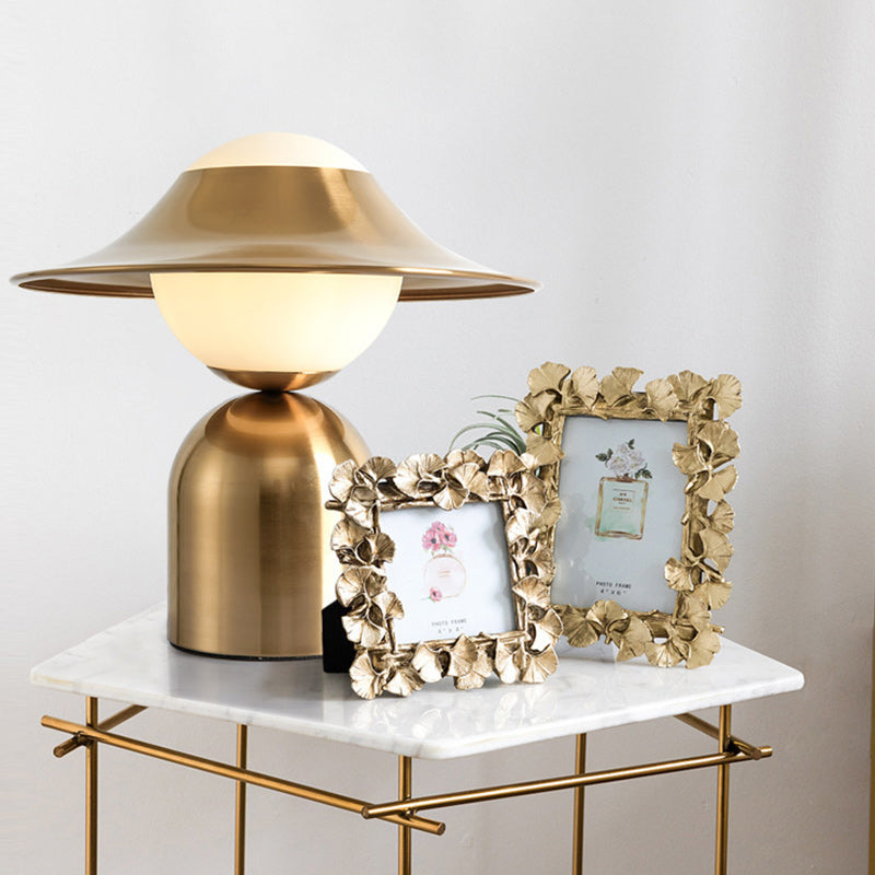 Lámpara de Mesa de Cristal de Hierro con Cúpula de Lujo Contemporáneo de 1 Luz para Sala de Estar 