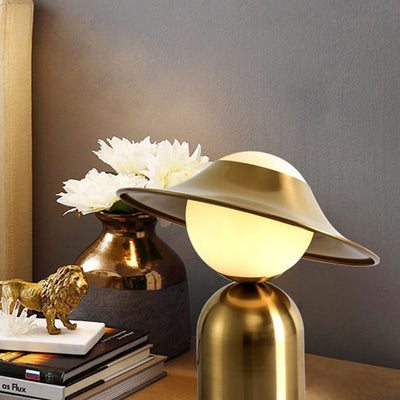 Lampe de table contemporaine en dôme de luxe en fer et verre à 1 lumière pour salon 