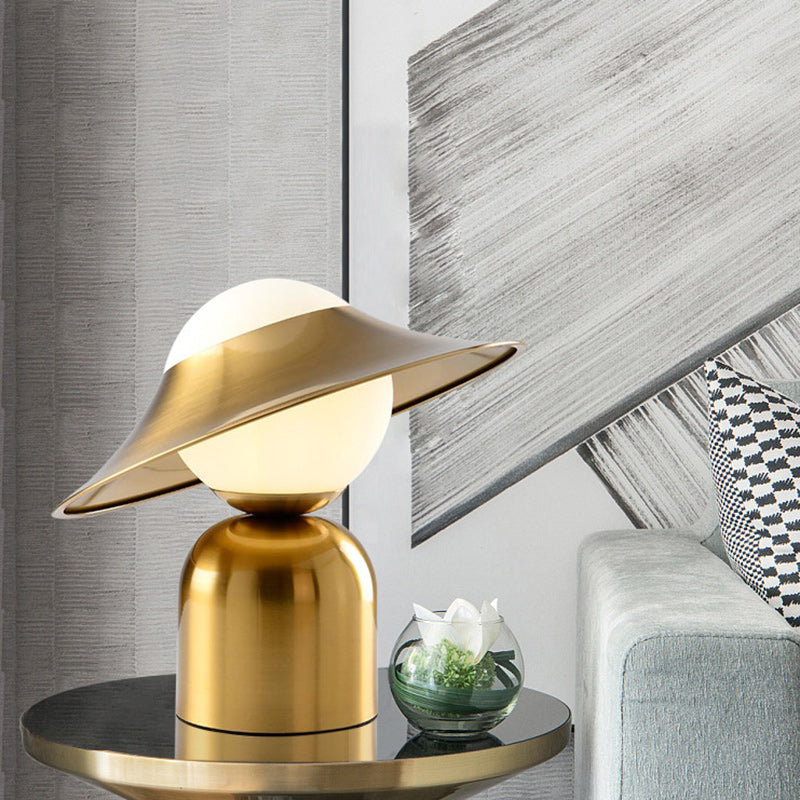 Lampe de table contemporaine en dôme de luxe en fer et verre à 1 lumière pour salon 