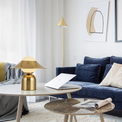 Lampe de table contemporaine en dôme de luxe en fer et verre à 1 lumière pour salon 
