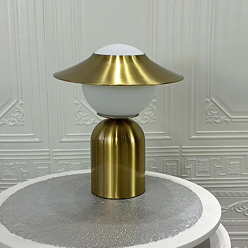 Lámpara de Mesa de Cristal de Hierro con Cúpula de Lujo Contemporáneo de 1 Luz para Sala de Estar 
