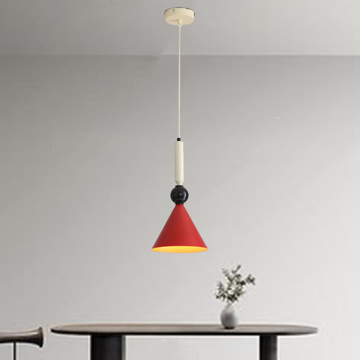 Zeitgenössische nordische Kegel Eisen 1-Licht Pendelleuchte für Wohnzimmer 