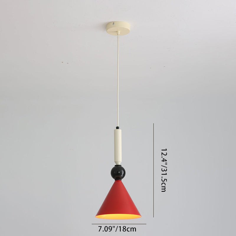 Zeitgenössische nordische Kegel Eisen 1-Licht Pendelleuchte für Wohnzimmer 