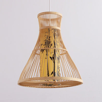 Traditionelle Chinesische Zylinder-Bambus-Papier 1-Licht Pendelleuchte für Wohnzimmer 