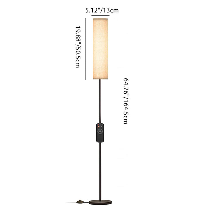 Zeitgenössische nordische Säule Eisen Stoff 1-Licht Stehlampe für Wohnzimmer 