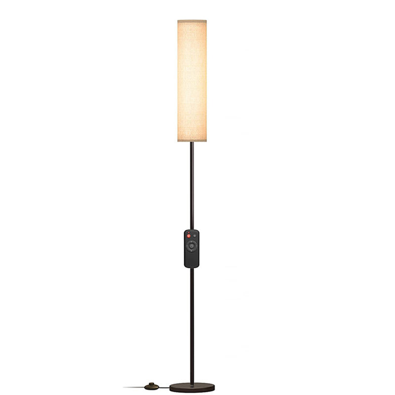 Contemporary Nordic Column Iron Fabric 1-Light Standing Floor Lamp For Living Room