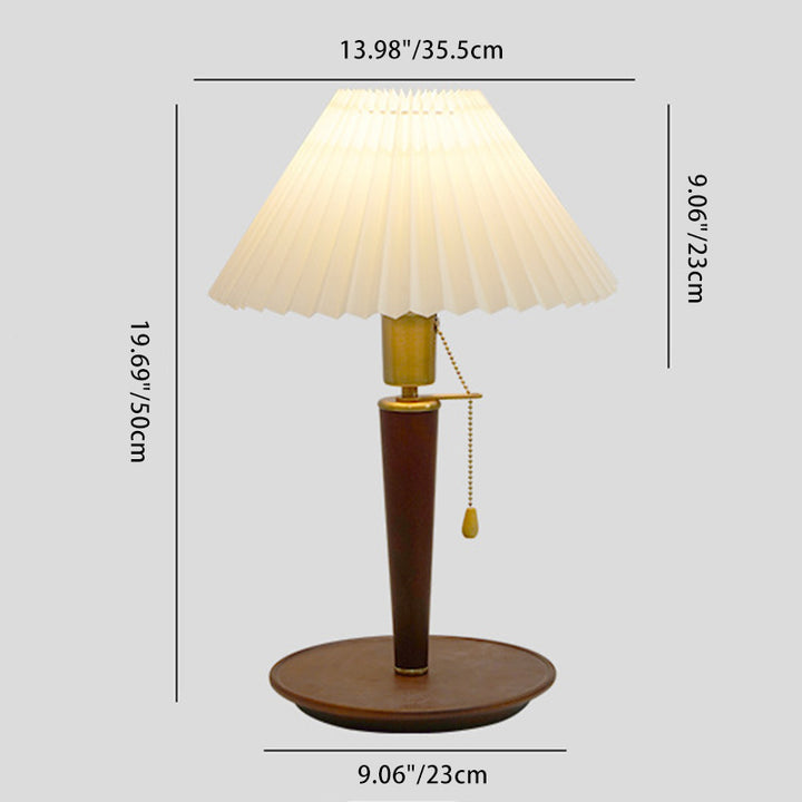 Lampe de Table Traditionnelle Vintage Dôme en Fer Bois Tissu 1 Lumière pour Salon 