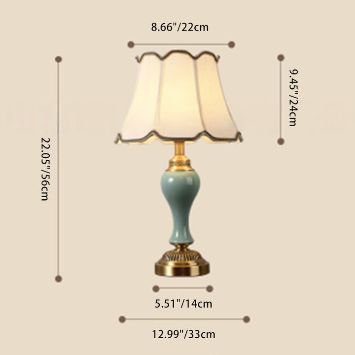 Lampe de table 1 lumière en tissu céramique cuivre vintage traditionnel pour salon 