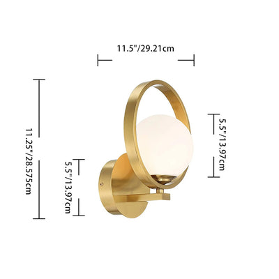 Contemporary Scandinavian Round Copper Glass 1-Light Wall Sconce Lamp For Living Room
