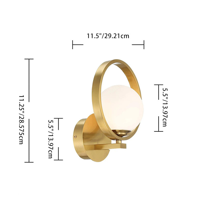 Contemporary Scandinavian Round Copper Glass 1-Light Wall Sconce Lamp For Living Room