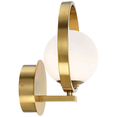 Contemporary Scandinavian Round Copper Glass 1-Light Wall Sconce Lamp For Living Room