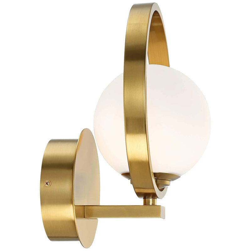 Contemporary Scandinavian Round Copper Glass 1-Light Wall Sconce Lamp For Living Room